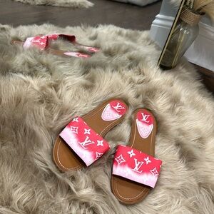 Pink and Red Monogram Louis Vuitton Sandals (2021)